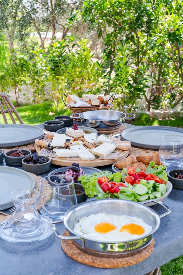 Breakfast served in the garden